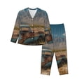 thumbnail image 1 of Fuzoiu Deserted Classic Car Landscape Print Women's Long-Sleeved Pajama,Lounge Button Down Nightwear,Womens Notch Collar Pajama Set-Small, 1 of 7
