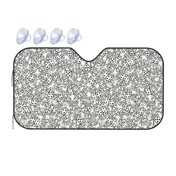 Fuzoiu Dice Cubes Print Car Windshield Sunshade,Foldable Reflective Sun Visor,Windshield Sun Shade,UV Rays Sun Visor Shade,Auto Front Sun Shield Shade-Medium