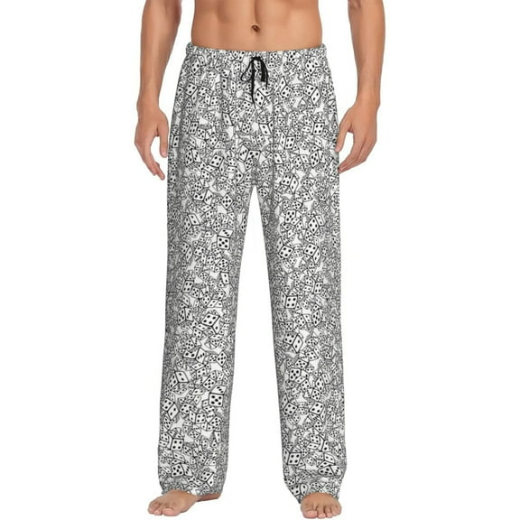 Fuzoiu Dice Cubes Print Men's Pajama Pants,Lounge Pants for Men,Lounge PJ Bottoms,Sleepwear Pants with Drawstring Pockets -Small