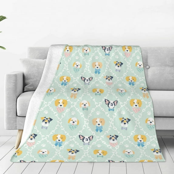 Fuzoiu Different Breeds of Dogs Print Ultra-Soft Micro Fleece Blanket,All Seasons Flannel Throw, Lightweight Blanket for Bed, Sofa, Couch, Movie Night, Camping, and Travel-80"x60"