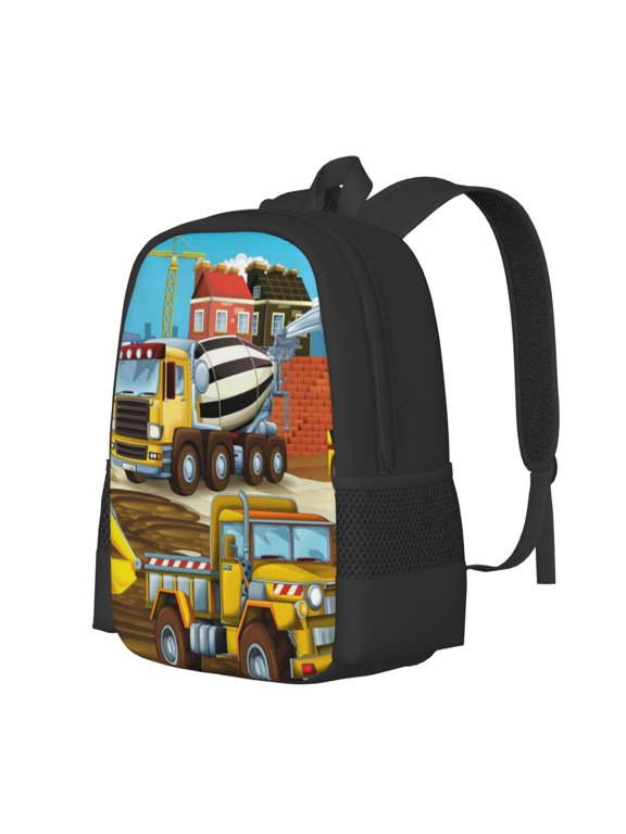 Different Construction Site Vehicles Print Large Capacity Backpack,Travel Backpack,Laptop Bag,College School Rucksack Bag,for School, Travel & Outdoor Activities