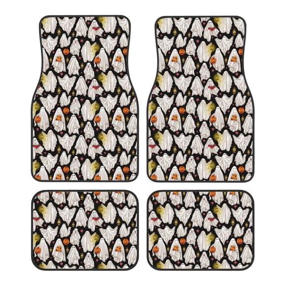 Fuzoiu Different Ghosts Print Carpet Floor Mats for Car,Car Foot Mat Set,Universal Fit 4 Piece Mat Pad Set,Fits Most Cars Trucks Vans Sedans SUV Auto Carpet Mat Se
