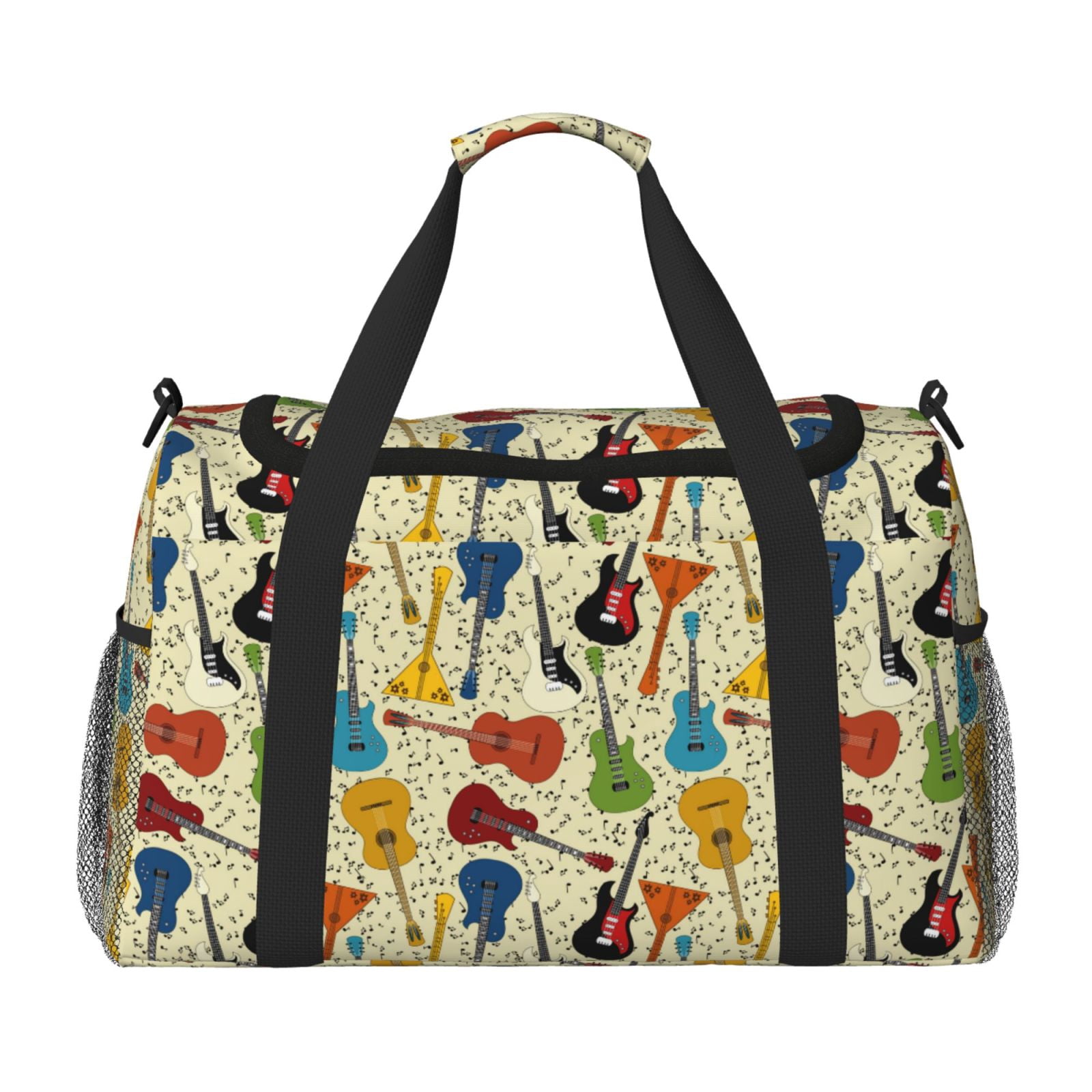 Fuzoiu Different Kind Of Guitars Print Travel Duffle Bag,Carry On Tote Bags,Duffel Bag,Sport Gym Bag, Hospital Bag for Labor and Delivery, Overnight Bag,Luggage Bag