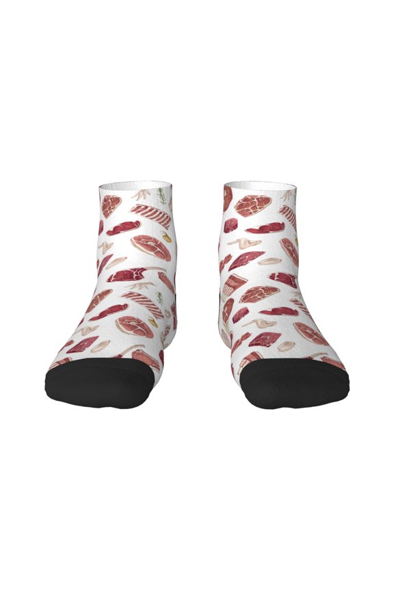 Different Meat Print Adult Socks, Crew Moisture-wicking Socks, Unisex Cushion Crew Socks,Casual Sports Ankle Socks