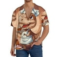 thumbnail image 1 of Fuzoiu Dinosaur Baking Delight Print Men's Casual Short,Men's Short Sleeve Shirt,Mens Casual Button Down Shirts,Cuban Collar Summer Shirt for Beach, Vacation, and Outdoor Activities-Small, 1 of 5