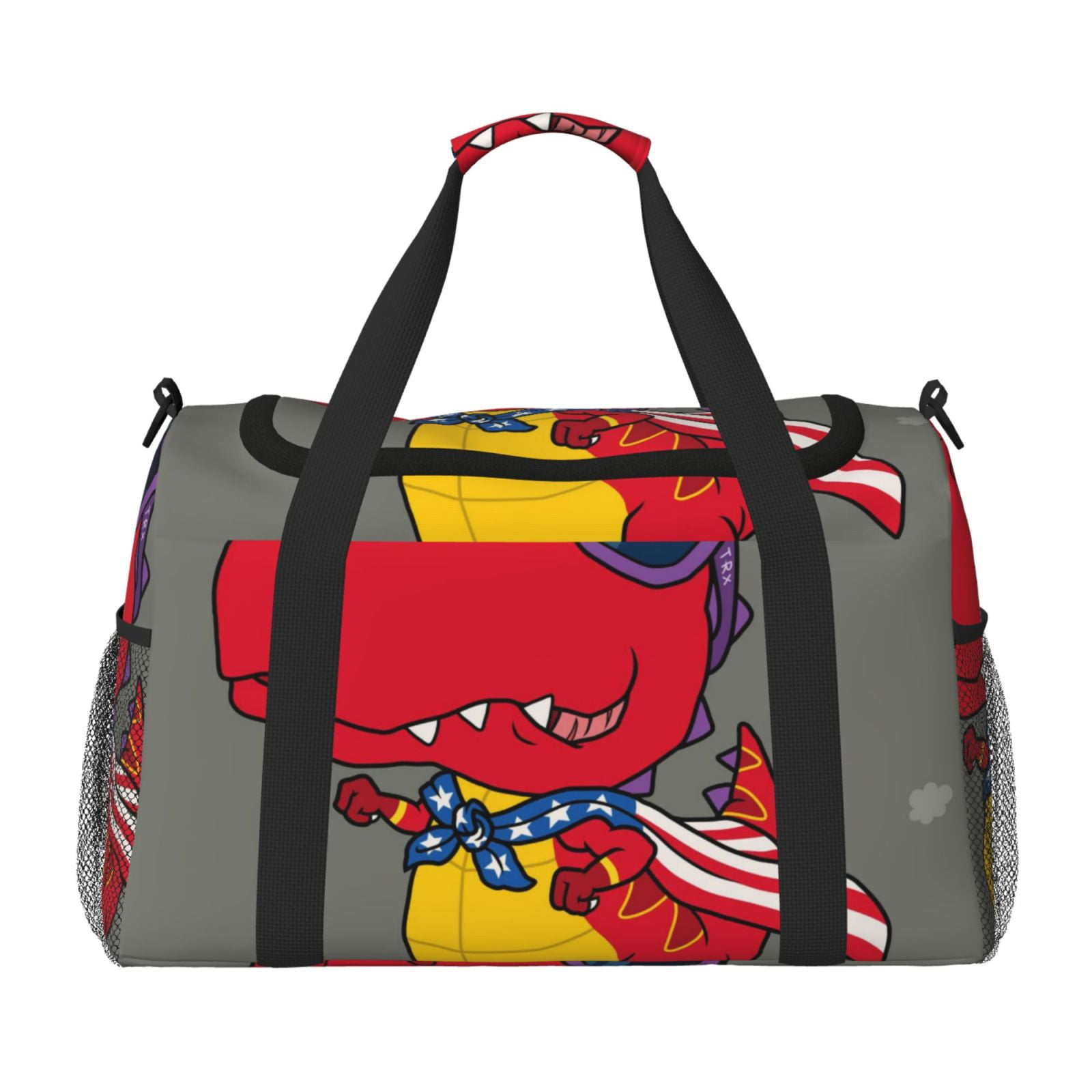Fuzoiu Dinosaur Super Hero Cartoon Print Travel Duffle Bag,Carry On Tote Bags,Duffel Bag,Sport Gym Bag, Hospital Bag for Labor and Delivery, Overnight Bag,Luggage Bag