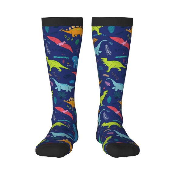 Fuzoiu Dinosaurs Print Adult Stockings,Crew Socks,Unisex Fashion Socks, Casual Sports Socks,Comfortable Crew Socks for Everyday Wear and Sports