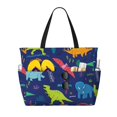 thumbnail image 1 of Fuzoiu Dinosaurs Print Waterproof Beach Tote Bag for Women Girls with Zipper,Sandproof Pool Swim Bag,Large Capacity Beach Travel Bag for Pool Swim Travel Everyday, 1 of 7