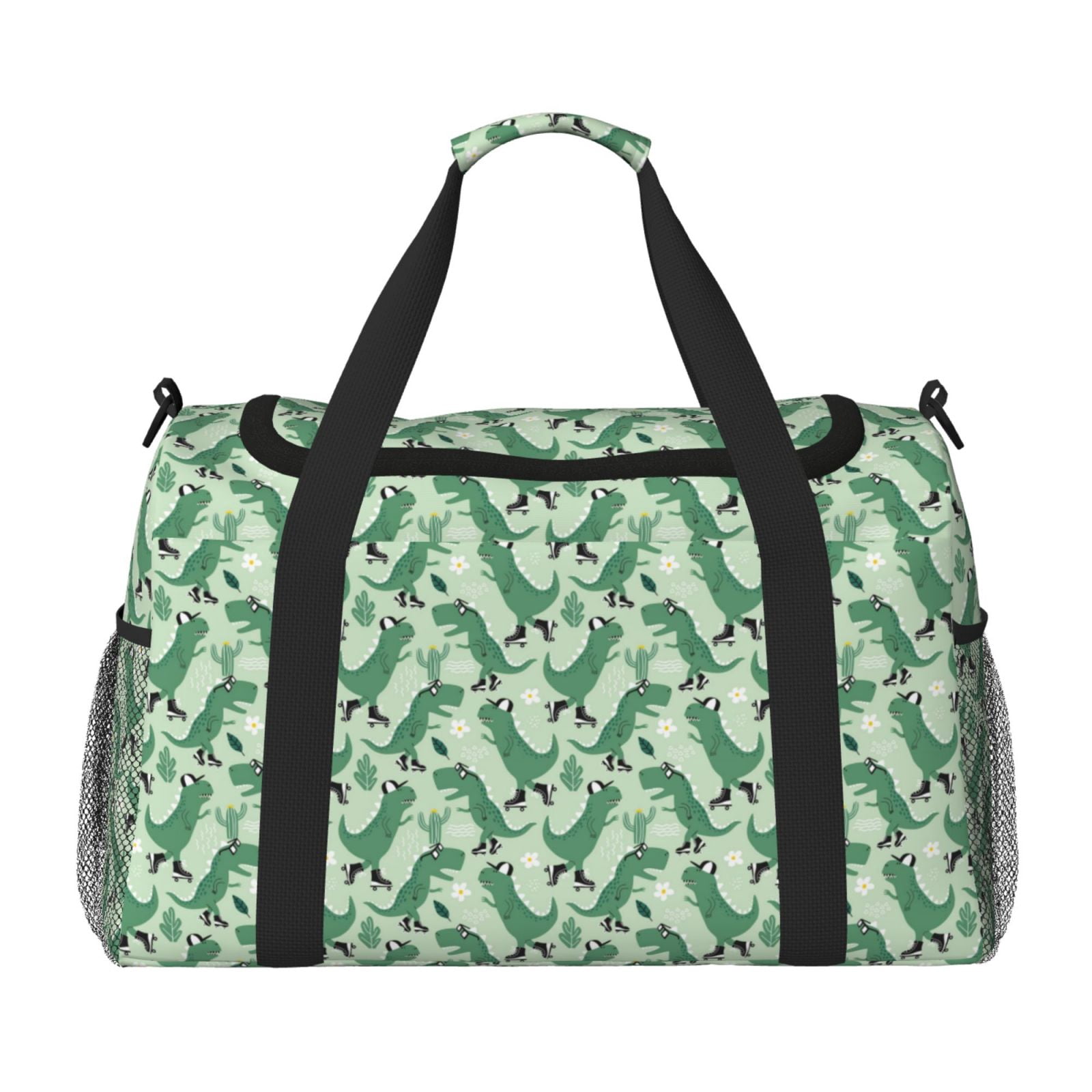 Fuzoiu Dinosaurs on Roller Skater Print Travel Duffle Bag,Carry On Tote Bags,Duffel Bag,Sport Gym Bag, Hospital Bag for Labor and Delivery, Overnight Bag,Luggage Bag