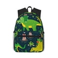 thumbnail image 1 of Fuzoiu Dinosaurs and Flowers Print School Backpack for Teens,Large Bookbag,Lightweight Laptop Bag for Travel, Work, School & Outdoor Adventures, 1 of 6