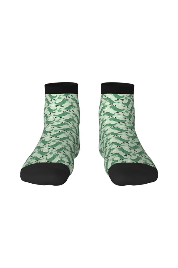 Dinosaurs on Roller Skater Print Adult Socks, Crew Moisture-wicking Socks, Unisex Cushion Crew Socks,Casual Sports Ankle Socks