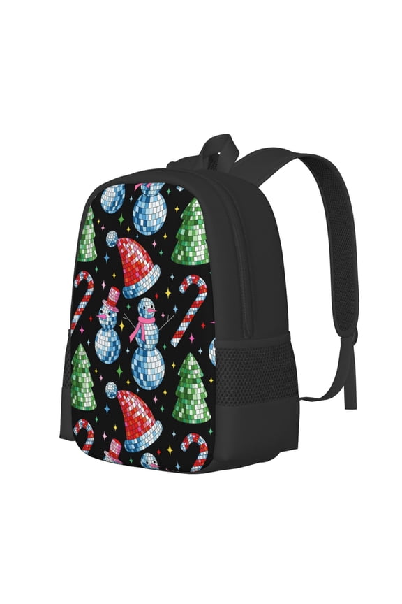 Disco Mirror Ball Snowman Print Large Capacity Backpack,Travel Backpack,Laptop Bag,College School Rucksack Bag,for School, Travel & Outdoor Activities