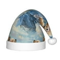 thumbnail image 1 of Fuzoiu Dog Angel Ascension Print Santa Hat Christmas Hat for kids,Santa Hats with Pompom, Unisex Xmas Holiday Hat for Christmas New Year Festive Party Supplies, 1 of 6