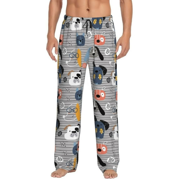 Fuzoiu Dog Print Men's Pajama Pants,Lounge Pants for Men,Lounge PJ Bottoms,Sleepwear Pants with Drawstring Pockets -Medium