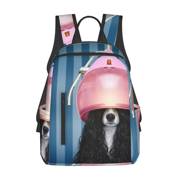 Fuzoiu Dog in Hairdresser Print Lightweight Daypack,Weekender Bag for Men and Women, Travel Backpack with Padded Straps for School, Travel & Work
