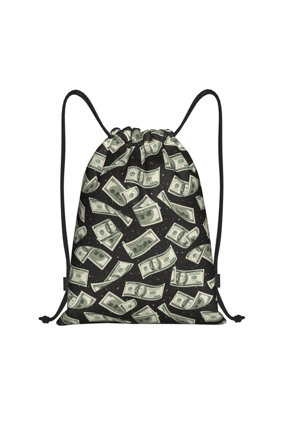 Dollar Print Drawstring Backpack for Gym, Travel, Yoga,Sports Sackpack String Bag for Women Men-Small