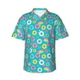 thumbnail image 1 of Fuzoiu Donut Print Hawaiian Shirt for Men, Summer Beach Casual Short Sleeve Button Down Shirts, Men’s Beach Summer Shirts with Pocket,XX-Large, 1 of 7