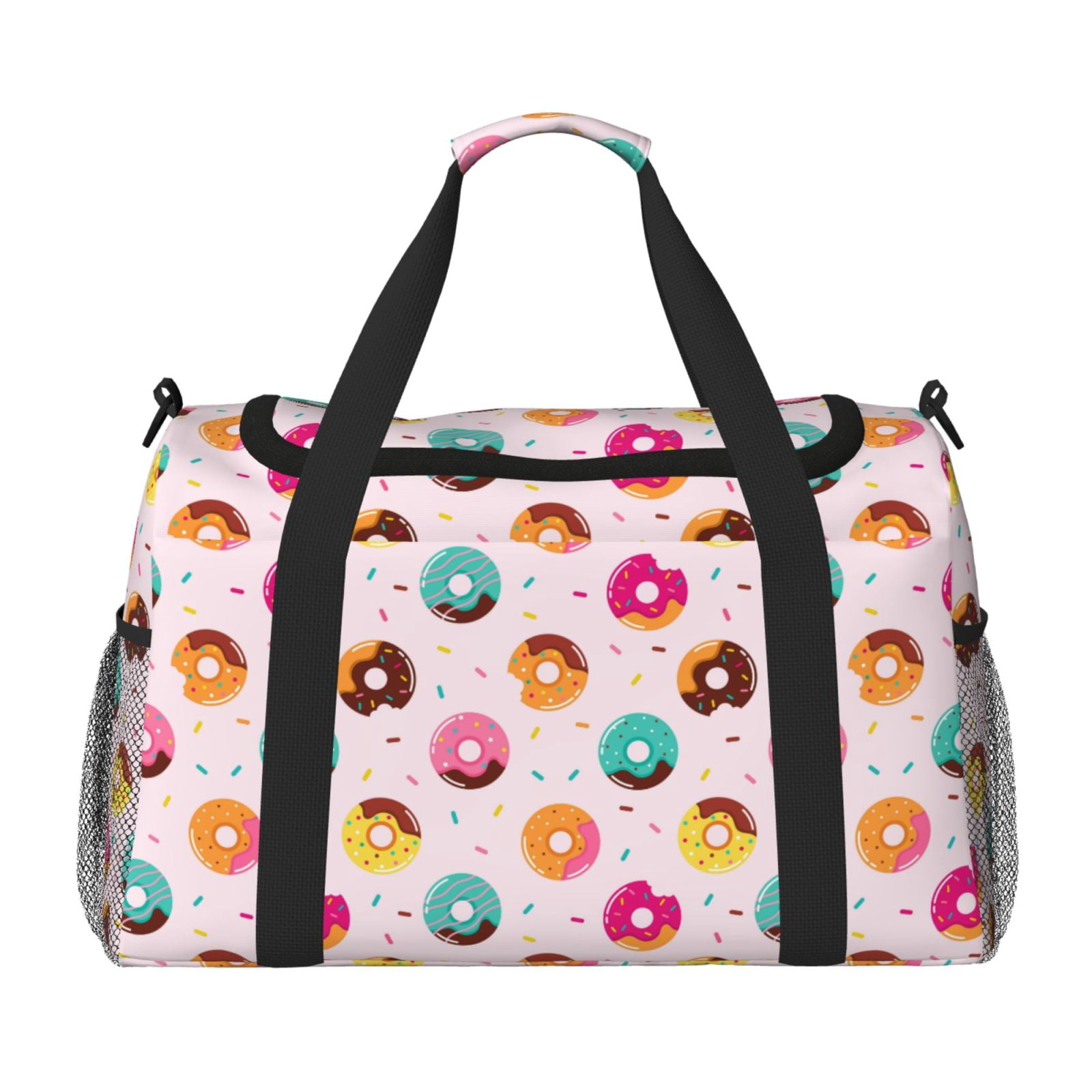 Fuzoiu Donut Print Travel Duffle Bag,Carry On Tote Bags,Duffel Bag,Sport Gym Bag, Hospital Bag for Labor and Delivery, Overnight Bag,Luggage Bag