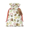 thumbnail image 1 of Fuzoiu Donut Sloth Print Christmas Gift Bag,Burlap Gift Bag with Drawstring Closure & Hang Tag,Perfect for Holidays, Birthdays, and Special Occasions-Medium, 1 of 7