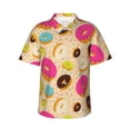 thumbnail image 1 of Fuzoiu Donuts Print Hawaiian Shirt for Men, Summer Beach Casual Short Sleeve Button Down Shirts, Men’s Beach Summer Shirts with Pocket,Large, 1 of 7