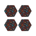 thumbnail image 1 of Fuzoiu Doodle Barbeque Print Leather Coasters Set,Drink Coasters Set of 4,for Tabletop Protection, Durable PVC Coasters,Home Décor and Housewarming Gift-Hexagon, 1 of 6