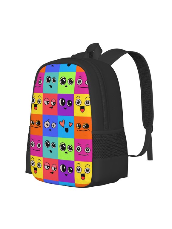 Doodle Faces Emotions Print Large Capacity Backpack,Travel Backpack,Laptop Bag,College School Rucksack Bag,for School, Travel & Outdoor Activities