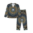 thumbnail image 1 of Fuzoiu Dot Mandala Print Women's Long-Sleeved Pajama,Lounge Button Down Nightwear,Womens Notch Collar Pajama Set-X-Large, 1 of 7