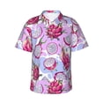 thumbnail image 1 of Fuzoiu Dragon Fruit Print Hawaiian Shirt for Men, Summer Beach Casual Short Sleeve Button Down Shirts, Men’s Beach Summer Shirts with Pocket,Large, 1 of 7