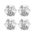 thumbnail image 1 of Fuzoiu Dragon Nest Sketch Print Leather Coasters Set,Drink Coasters Set of 4,for Tabletop Protection, Durable PVC Coasters,Home Décor and Housewarming Gift-Hexagon, 1 of 6