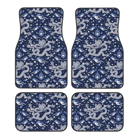 Fuzoiu Dragon Print Carpet Floor Mats for Car,Car Foot Mat Set,Universal Fit 4 Piece Mat Pad Set,Fits Most Cars Trucks Vans Sedans SUV Auto Carpet Mat Se