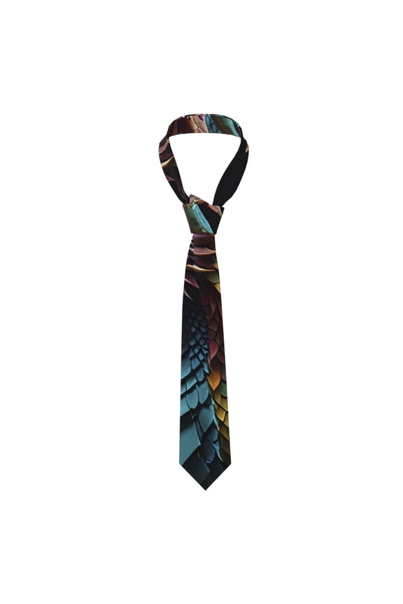 Dragon with Colorful Tail Print Men's Necktie,Business Necktie,Mens Ties for Business Wedding Graduation