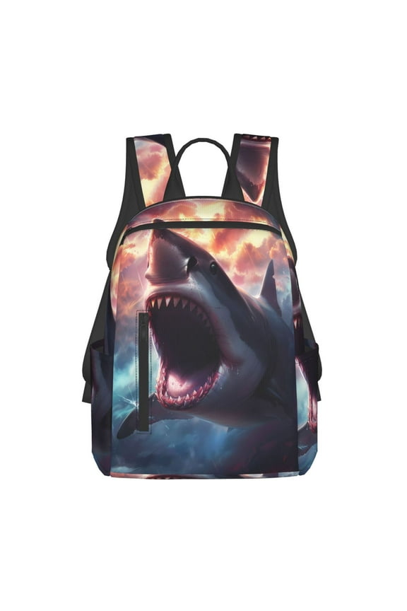 Dramatic Shark Attack Print Lightweight Daypack,Weekender Bag for Men and Women, Travel Backpack with Padded Straps for School, Travel & Work
