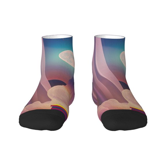 Fuzoiu Dreamy Moonlit Window Print Adult Socks, Crew Moisture-wicking Socks, Unisex Cushion Crew Socks,Casual Sports Ankle Socks