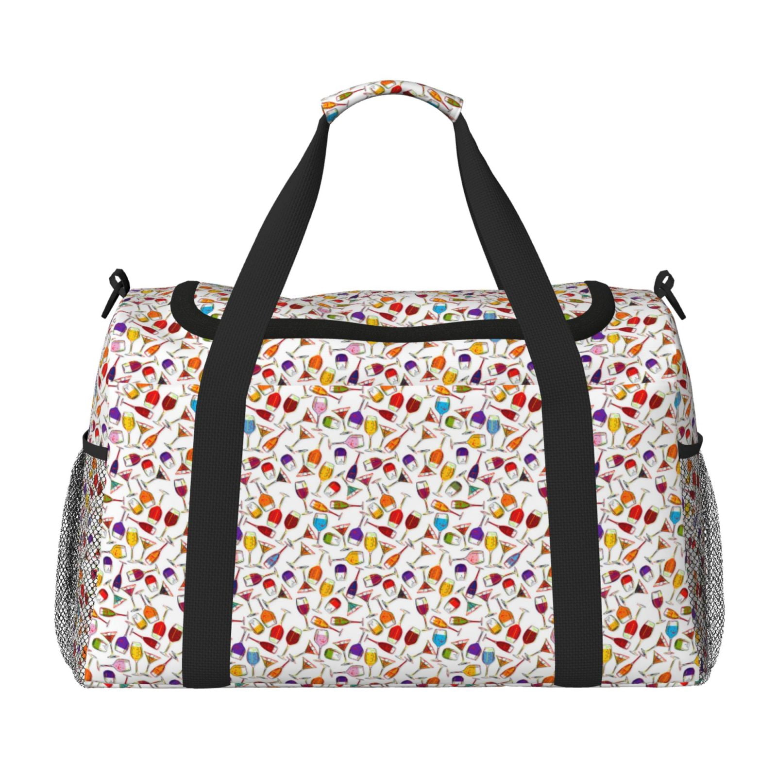 Fuzoiu Drink And Cocktail Glasses Print Travel Duffle Bag,Carry On Tote Bags,Duffel Bag,Sport Gym Bag, Hospital Bag for Labor and Delivery, Overnight Bag,Luggage Bag