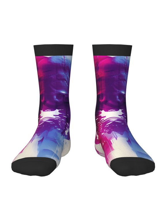Dual Skulls Colorful Fusion Print Kids Socks For Boys Girls,Grip Crew Socks with Non Slip,Lightweight Stretch Crew Socks,Toddlers Crew Boot Socks