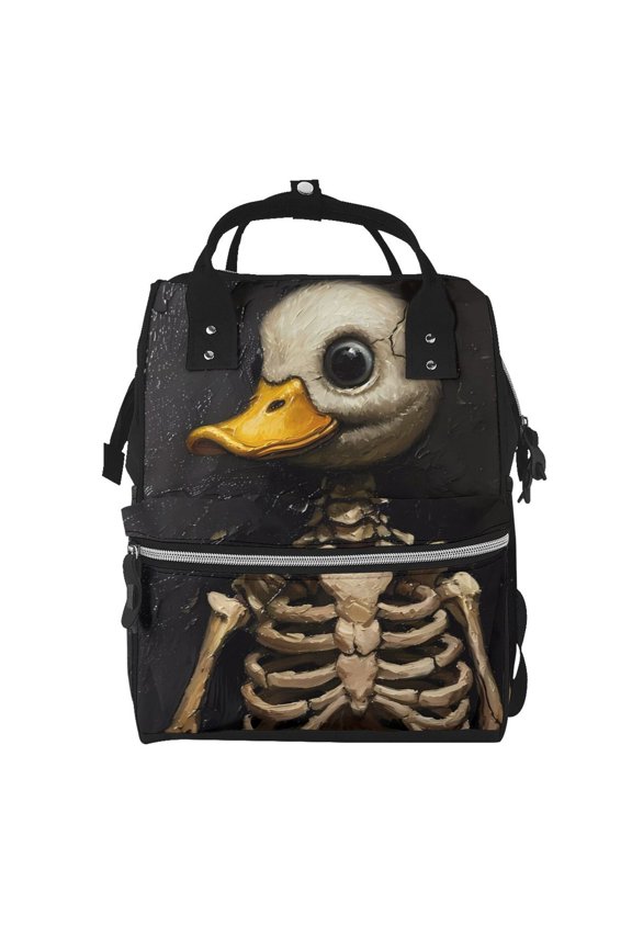 Duck Bones Print Diaper Bag Backpack,Baby Essentials Travel Tote,Multi function Waterproof Diaper Bag, Travel Essentials Baby Bag - Unisex