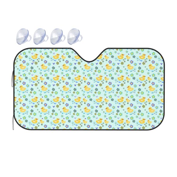 Fuzoiu Duck Cartoon Print Car Windshield Sunshade,Foldable Reflective Sun Visor,Windshield Sun Shade,UV Rays Sun Visor Shade,Auto Front Sun Shield Shade-Small