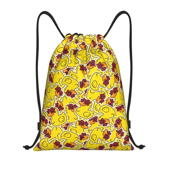 Fuzoiu Duck with Star Sunglasses Print Drawstring Backpack for Gym, Travel, Yoga,Sports Sackpack String Bag for Women Men-Small