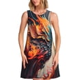 thumbnail image 1 of Fuzoiu Dynamic Fire Bird Art Print Women's Sleeveless Dress,Summer Dresses for Women,Casual Sundresses,Beach Sleeveless T-shirt Swing Dress with Pockets, 1 of 7