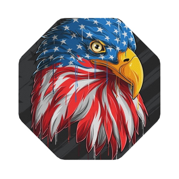 Fuzoiu Eagle Head With American Flag Print Leather Coasters Set,Drink Coasters Set of 6,for Tabletop Protection, Durable PVC Coasters,Home Décor and Housewarming Gift,Octagon