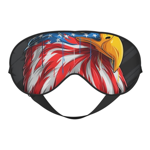 Fuzoiu Eagle Head With American Flag Print Sleep Masks,Eye Masks with Adjustable Strap for Sleeping,Night Eye Shade for Women Men,Eye Cover for Full Night's Sleep, Travel and Nap