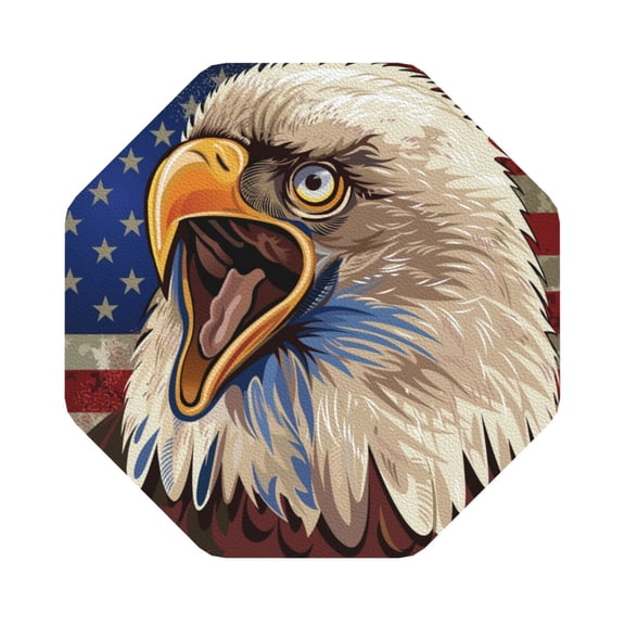 Fuzoiu Eagle With USA Flags Print Leather Coasters Set,Drink Coasters Set of 6,for Tabletop Protection, Durable PVC Coasters,Home Décor and Housewarming Gift,Octagon