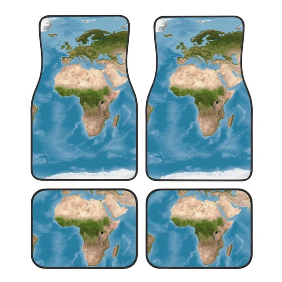 Fuzoiu Earth View World Map Print Carpet Floor Mats for Car,Car Foot Mat Set,Universal Fit 4 Piece Mat Pad Set,Fits Most Cars Trucks Vans Sedans SUV Auto Carpet Mat Se