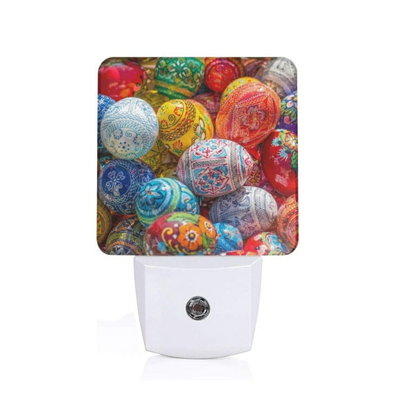 Fuzoiu Easter Eggs Print Dusk to Dawn LED Night Light with Light Sensor, Energy-Efficient Touch-Safe Night Lamp for Home, Office, and Kids' Rooms-UK