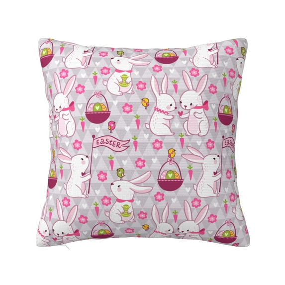 Fuzoiu Easter Rabbit Print Square Pillow Cover,Hidden Zipper Design,Luxury Square Pillow Case, Throw Pillow,Couch Cushion-24"x24"