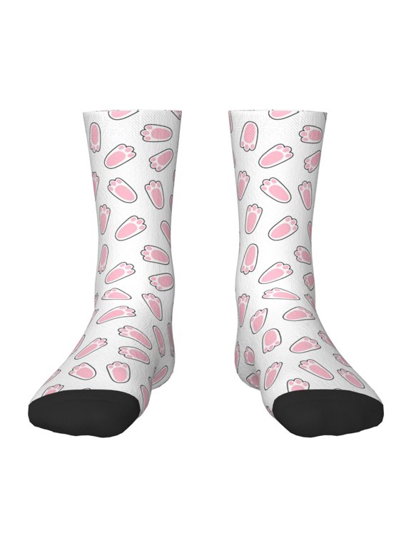 Easter bunny footprint Print Kids Socks For Boys Girls,Grip Crew Socks with Non Slip,Lightweight Stretch Crew Socks,Toddlers Crew Boot Socks