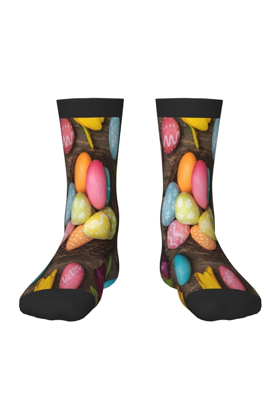 Easter eggs Print Kids Socks For Boys Girls,Grip Crew Socks with Non Slip,Lightweight Stretch Crew Socks,Toddlers Crew Boot Socks