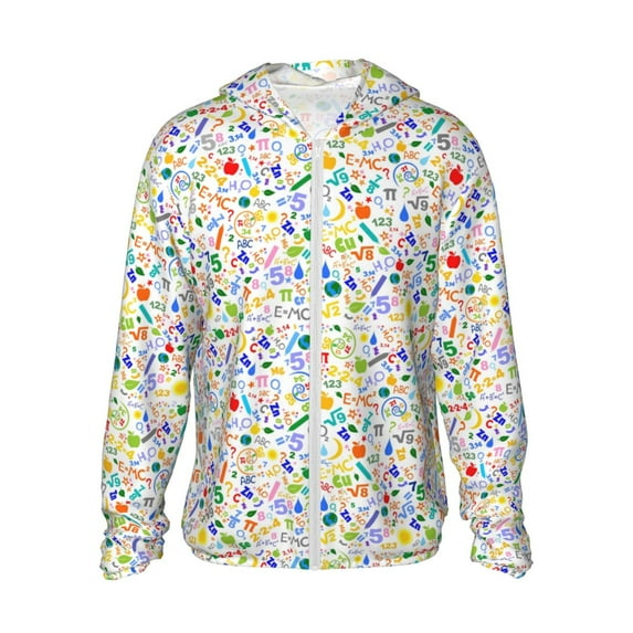 Fuzoiu Education And Science Print Unisex Sun Protection Hoodie,UPF 50+ Light Jacket,Full Zip Sun Protection Hoodie,Long Sleeve Sun Shirts,for Outdoor Activities-X-Large