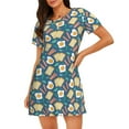 thumbnail image 1 of Fuzoiu Eggs Toast Bacon And Arugula Print Women Nightgowns, Soft Comfy Lightweight Short Sleeves Sleepwear,Crew Neck Loungewear, 1 of 6