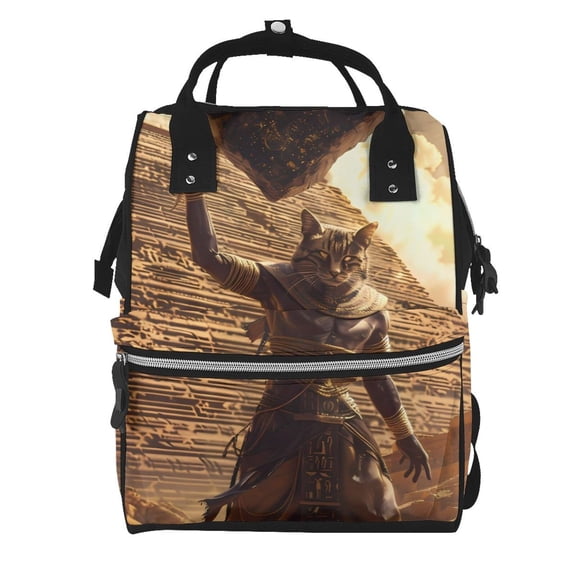 Fuzoiu Egyptian Cat Pharaoh Magic Print Diaper Bag Backpack,Baby Essentials Travel Tote,Multi function Waterproof Diaper Bag, Travel Essentials Baby Bag - Unisex